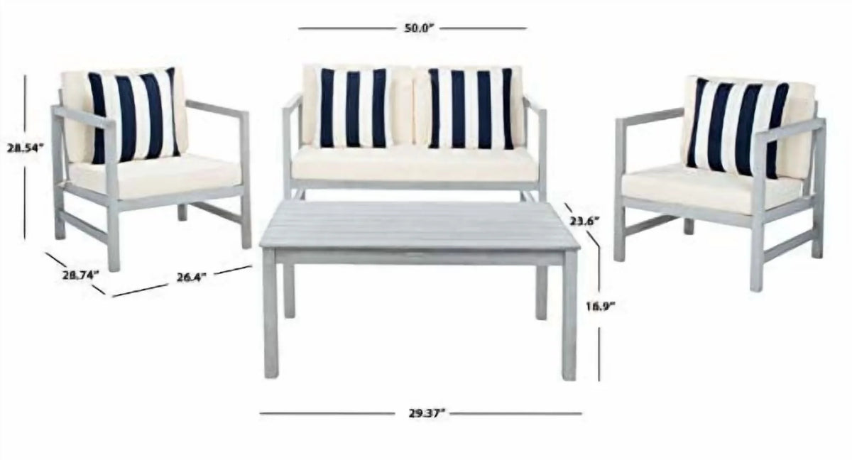 Safavieh Montez 4 Piece Outdoor Set with Accent Pillows