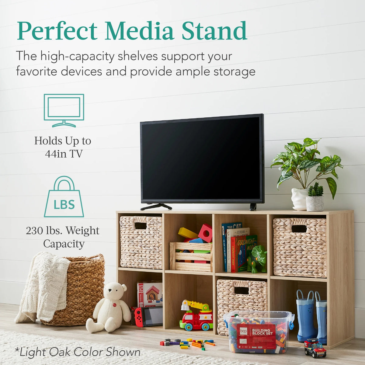 Best Choice Products 8-Cube Bookshelf, 11in Display Storage System, Organizer w/ Removable Back Panels - Black