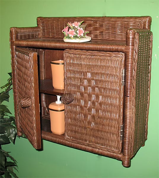 Medicine Chest Wicker Wall Rack, Caramel