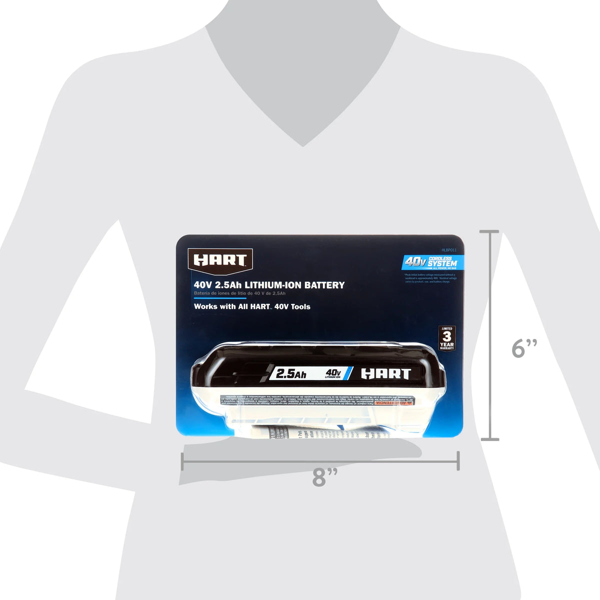 HART 40V 2.5Ah Battery Accessory, Lithium-Ion, On-Board Fuel Gauge
