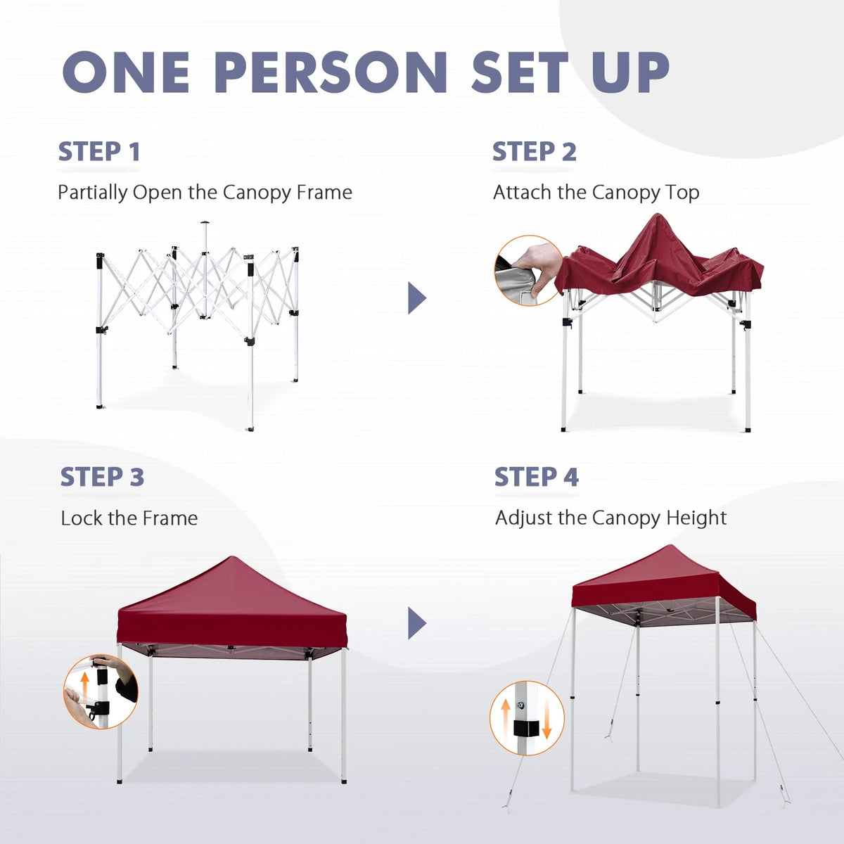 INTER HUT 5x5 Outdoor Pop up Canopy Gazebo, Instant Easy Set up Outdoor Canopy Commercial Fair Shelter, Beige