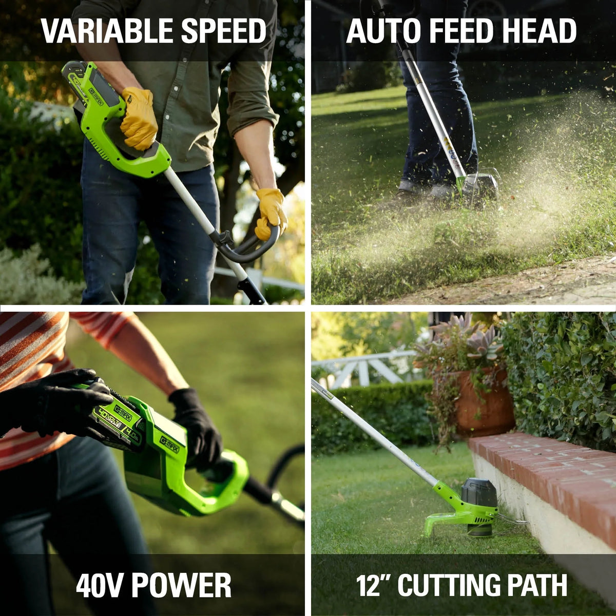 Greenworks 40V String Trimmer/Leaf Blower Combo W/ 2.0 Ah Battery, 1301202