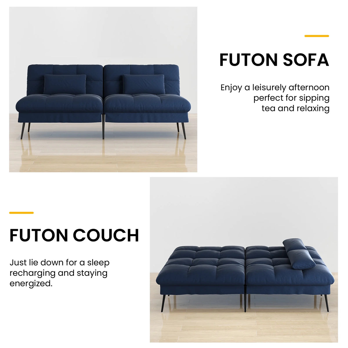 COMHOMA Cloud Comfort Convertible Futon Sofa Bed, Gray