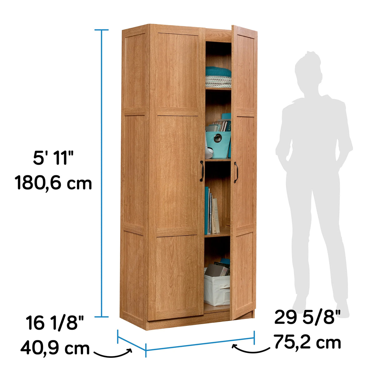 Sauder Select 2 Door Storage Cabinet, Reclaimed Pine Finish