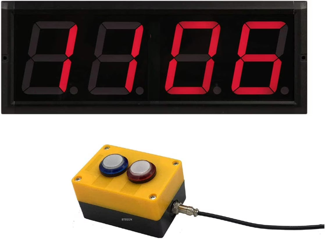 Btbsign LED Up/Down Counter with Switch Box & Remote Red 4'' LED Display 4Digit