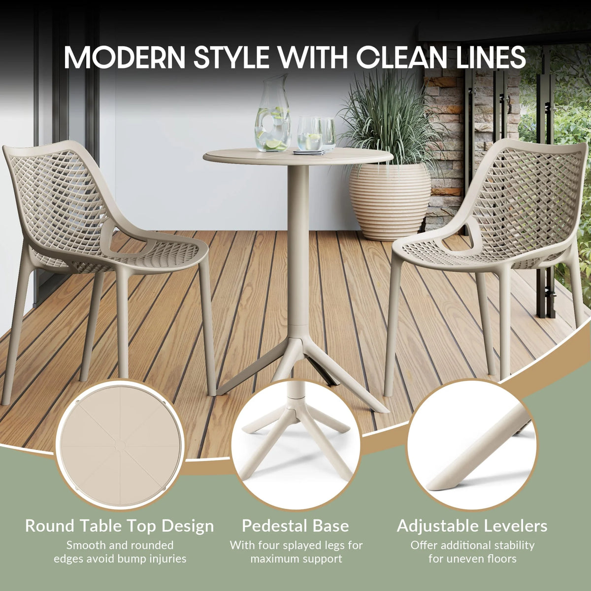 WestinTrends Playa 3-Piece Outdoor Resin Patio Bistro Set with Stackable Patio Dining Chairs, Black