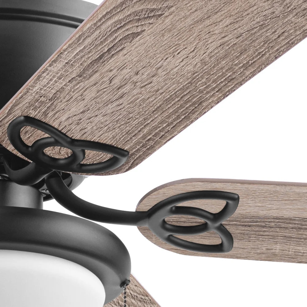 Mainstays 52" Black Traditional Indoor Ceiling Fan with Light, Pull Chain Control & Reverse Airflow