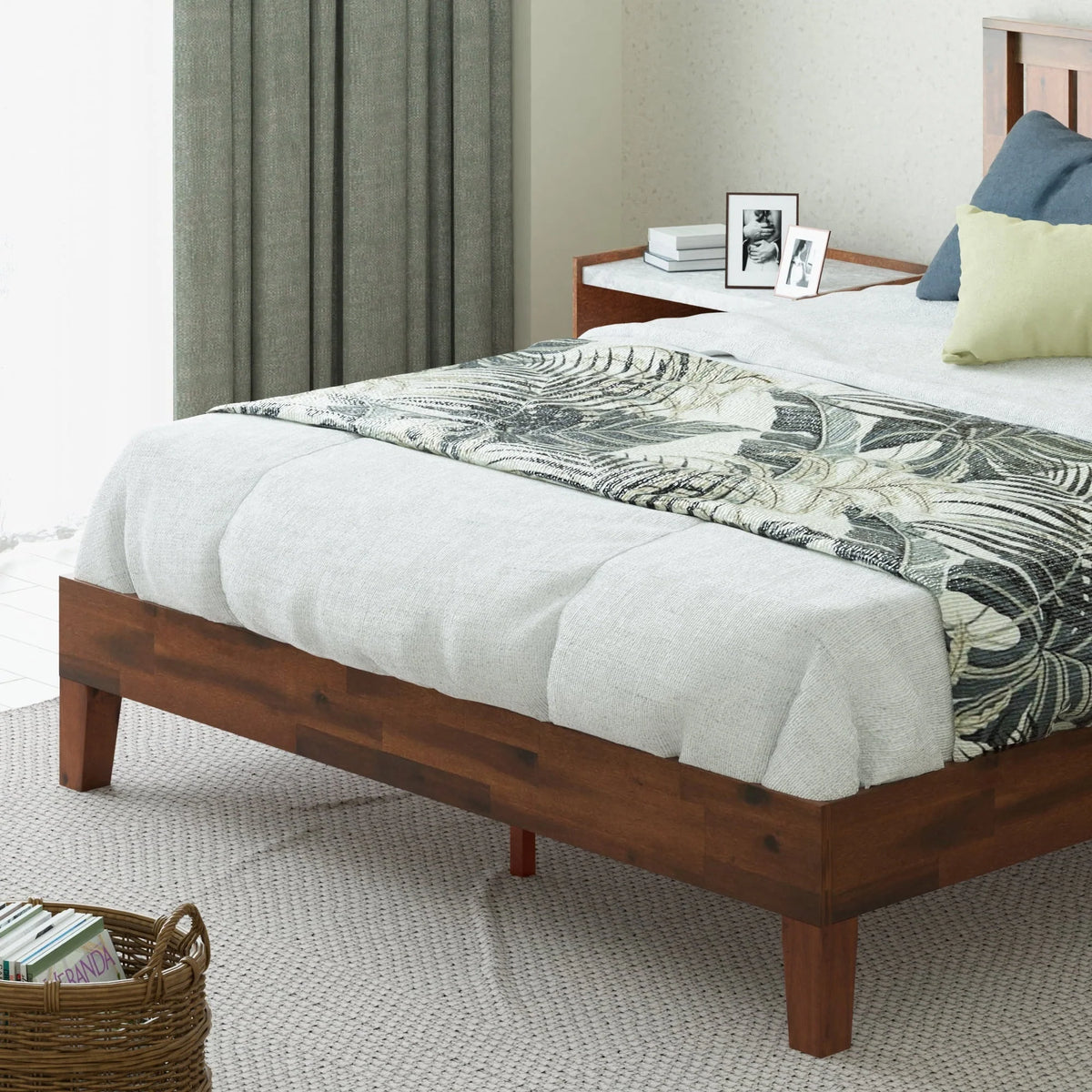 Zinus Vivek 37" Deluxe Wood Platform Bed Frame with Headboard, King