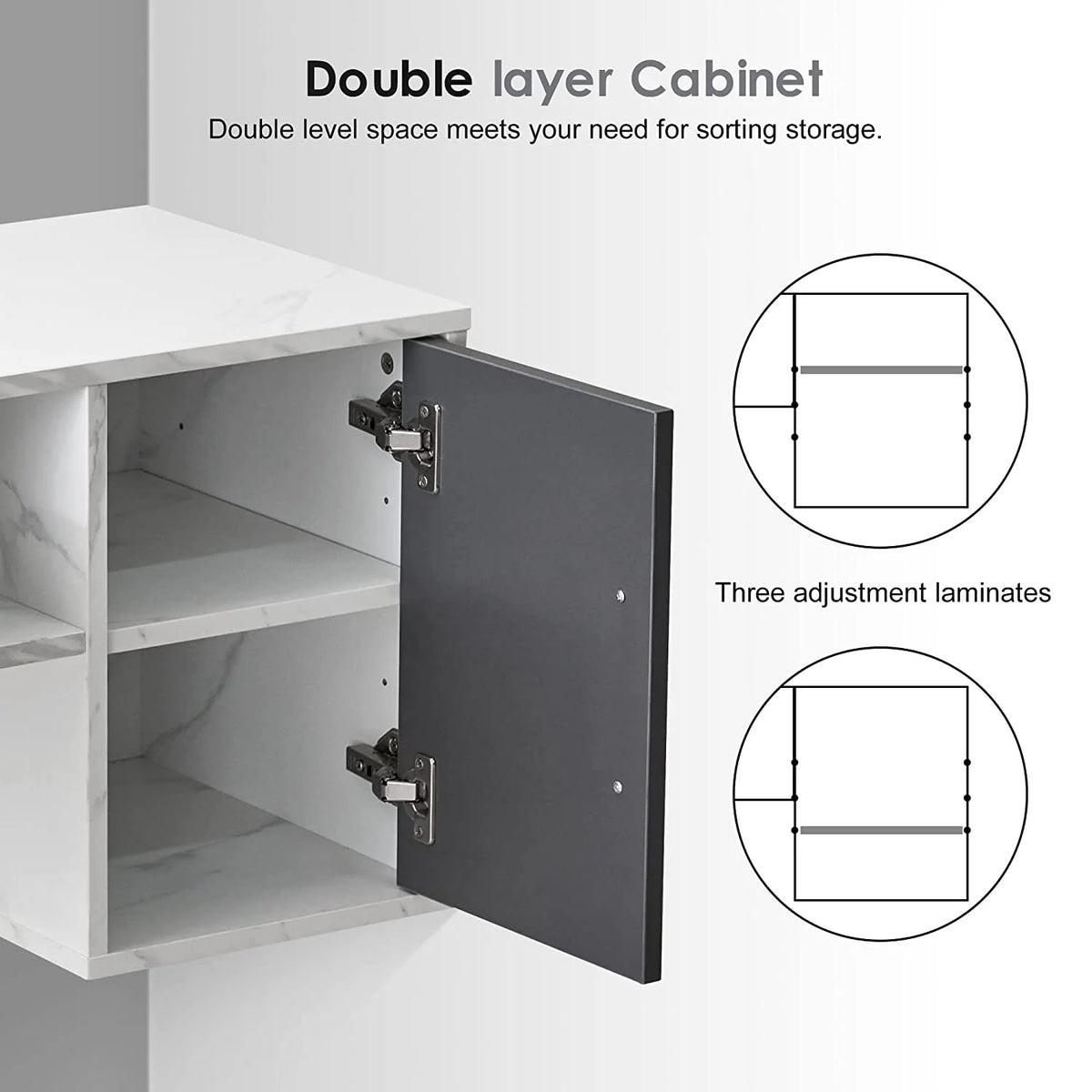BarberPub Barber Wall Mount Station with Drawers, Beauty Multi-Functional Storage Cabinet 2530
