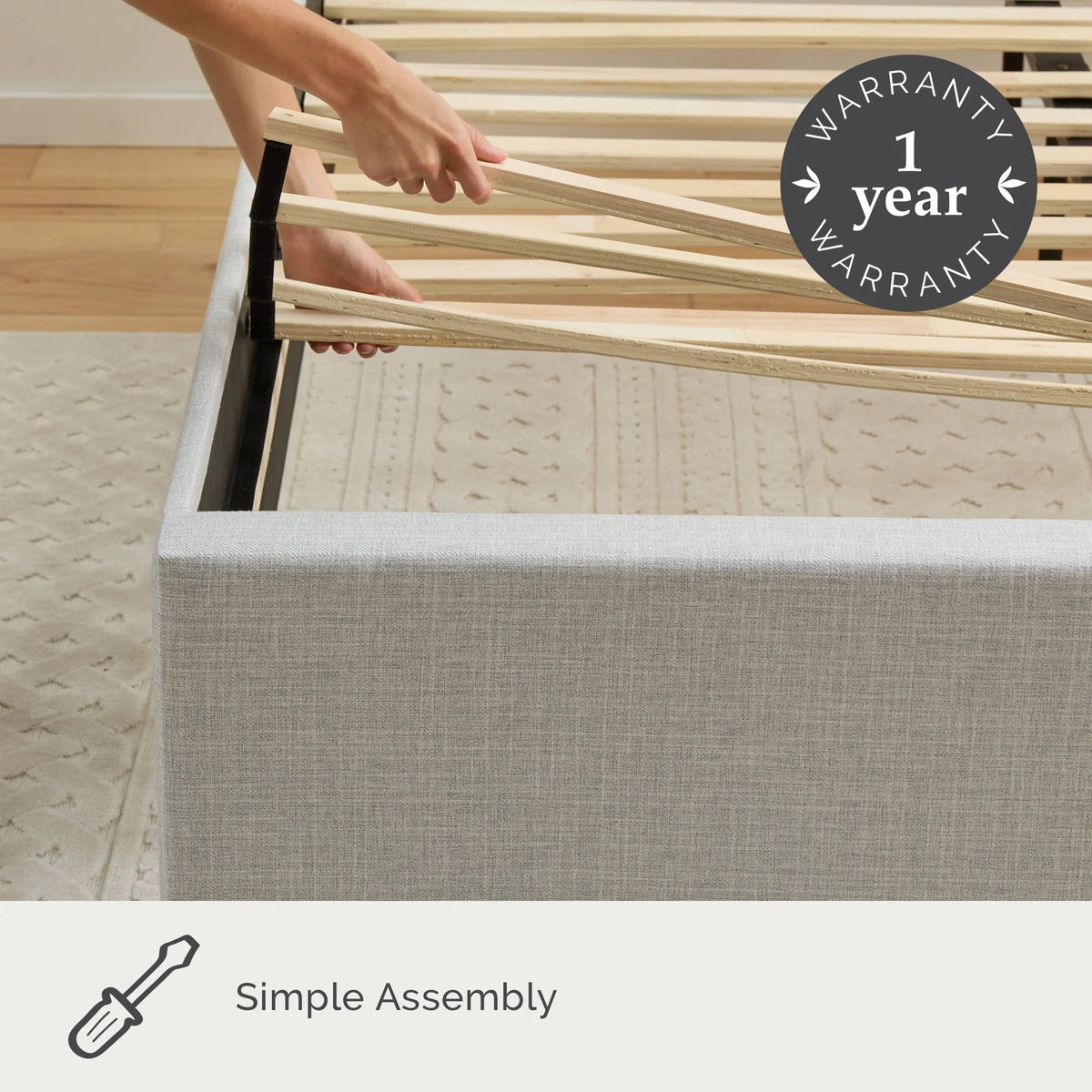 My Texas House Anna Upholstered Diamond Tufted Platform Bed, Queen, Light Gray