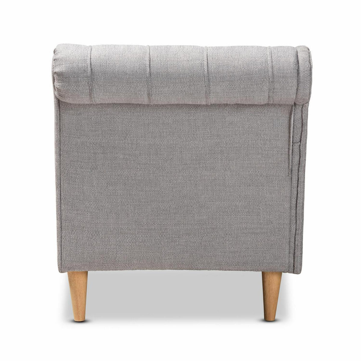 Baxton Studio Emeline Modern and Contemporary Beige Fabric Upholstered Oak Finished Chaise Lounge