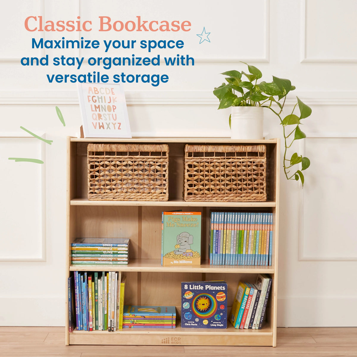 ECR4Kids Classic Bookcase, 36in, Grey Wash