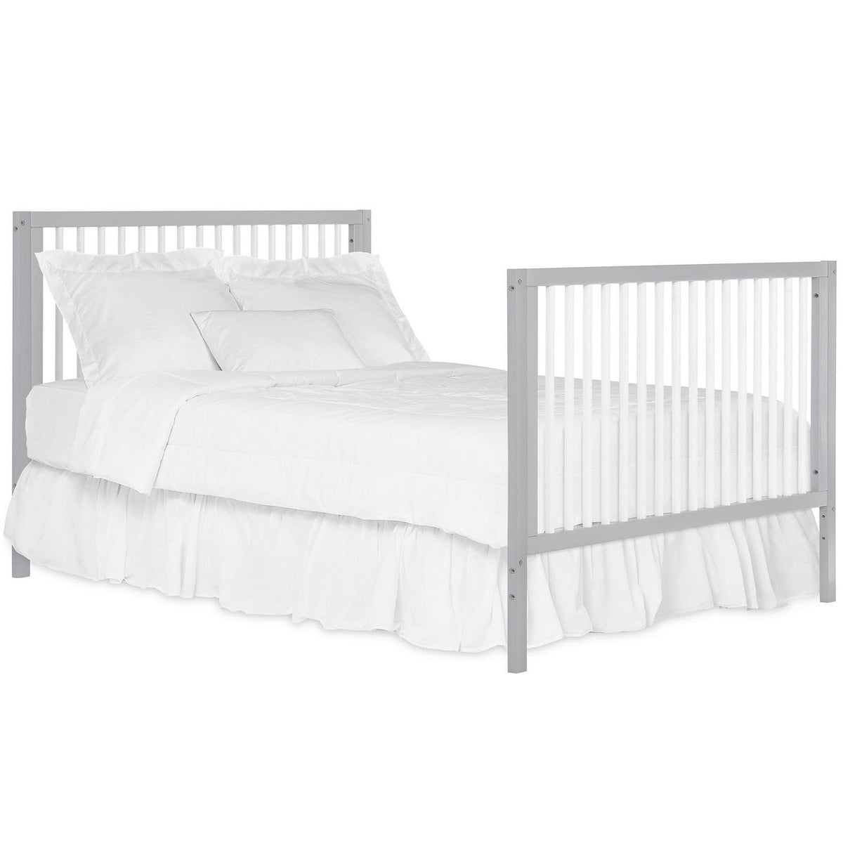 Dream On Me Carter 5-in-1 Full Size Convertible Crib. Grey and White