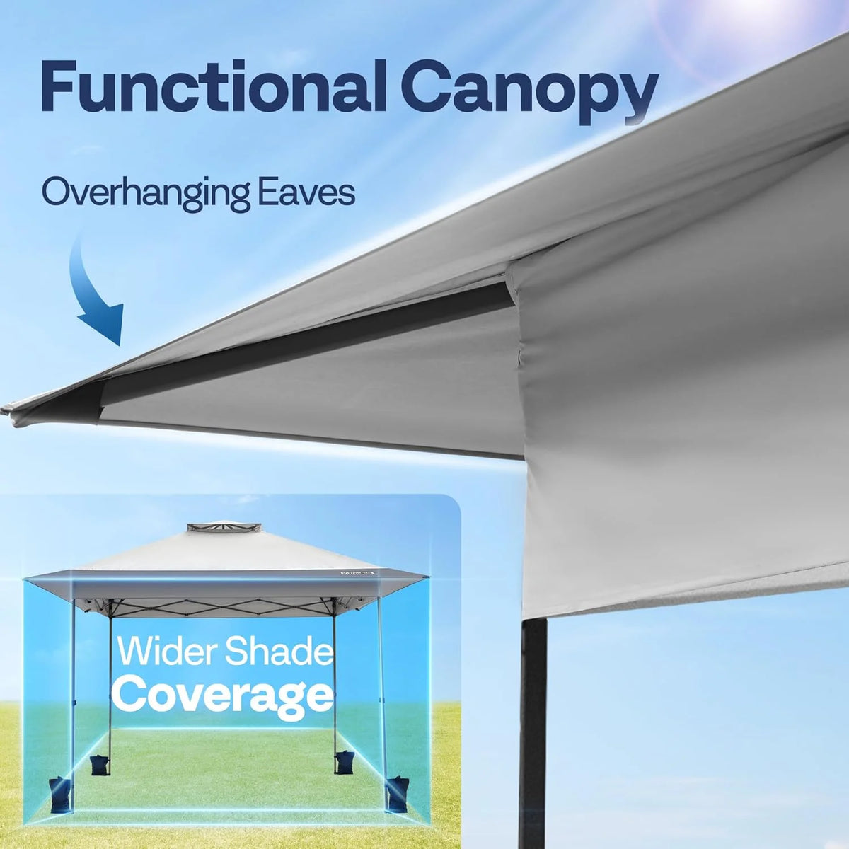SPECSTAR 10x10ft Pop Up Gazebo Tent One Push Setup Canopy Tent Heavy Duty with Wheel Carry Bag and 4 Sandbags, 2 Tiers Roof for Patio Garden Backyard, Beige