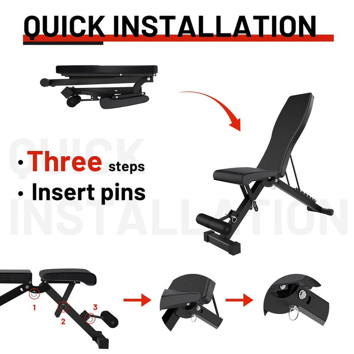 Weight Bench Adjustable Workout Bench for Home, Incline Bench for Bnech Press, Strength Training Bench