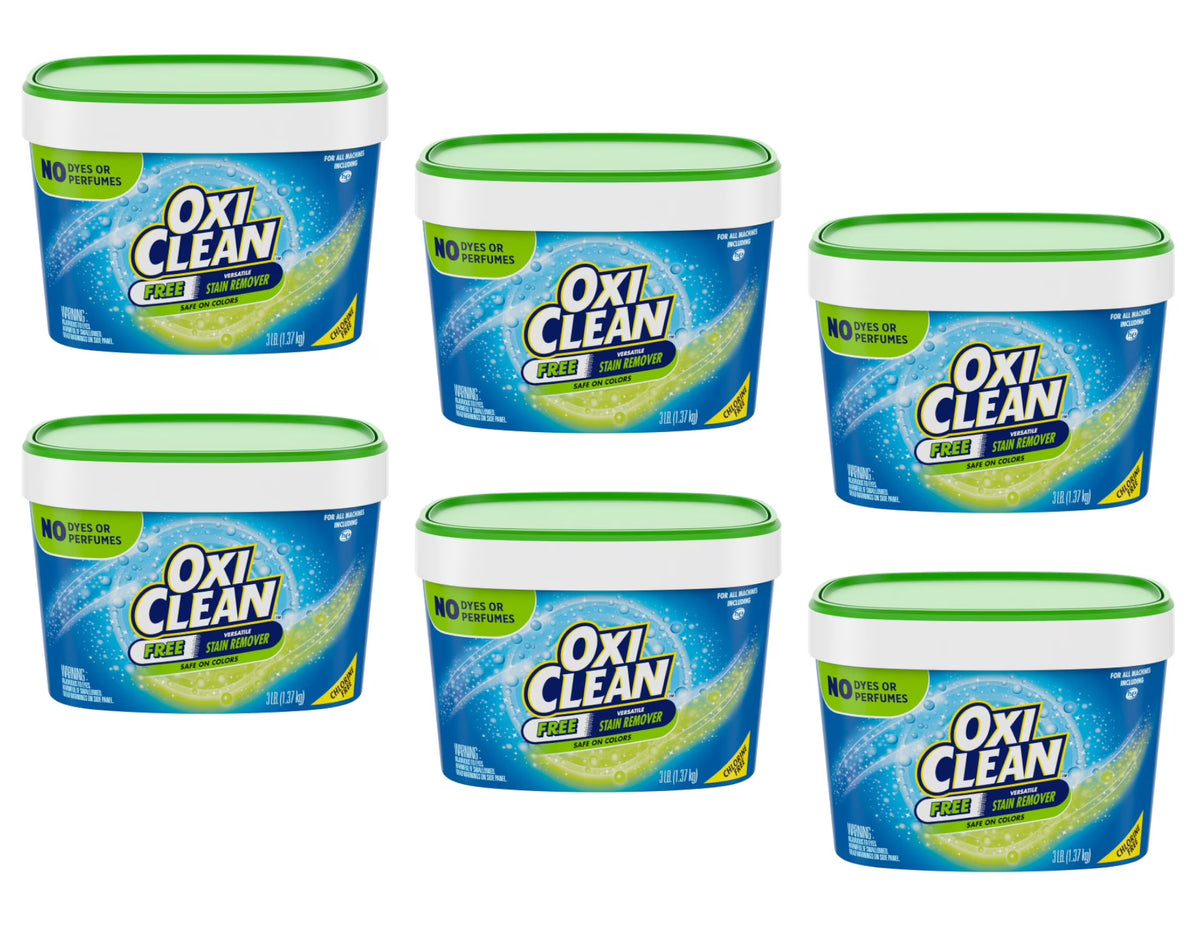 OxiClean Free Versatile Stain Remover, Safe on Colors, 3lbs. - Pack of 6