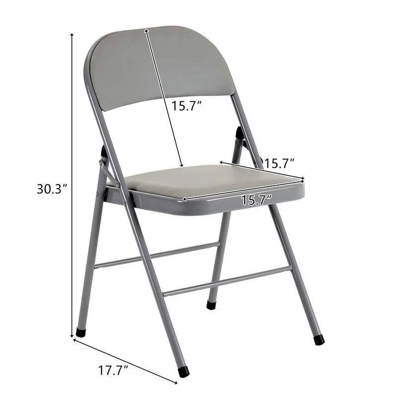 Gundir 6pcs Elegant Foldable Iron & PVC Chairs for Convention & Exhibition Gray