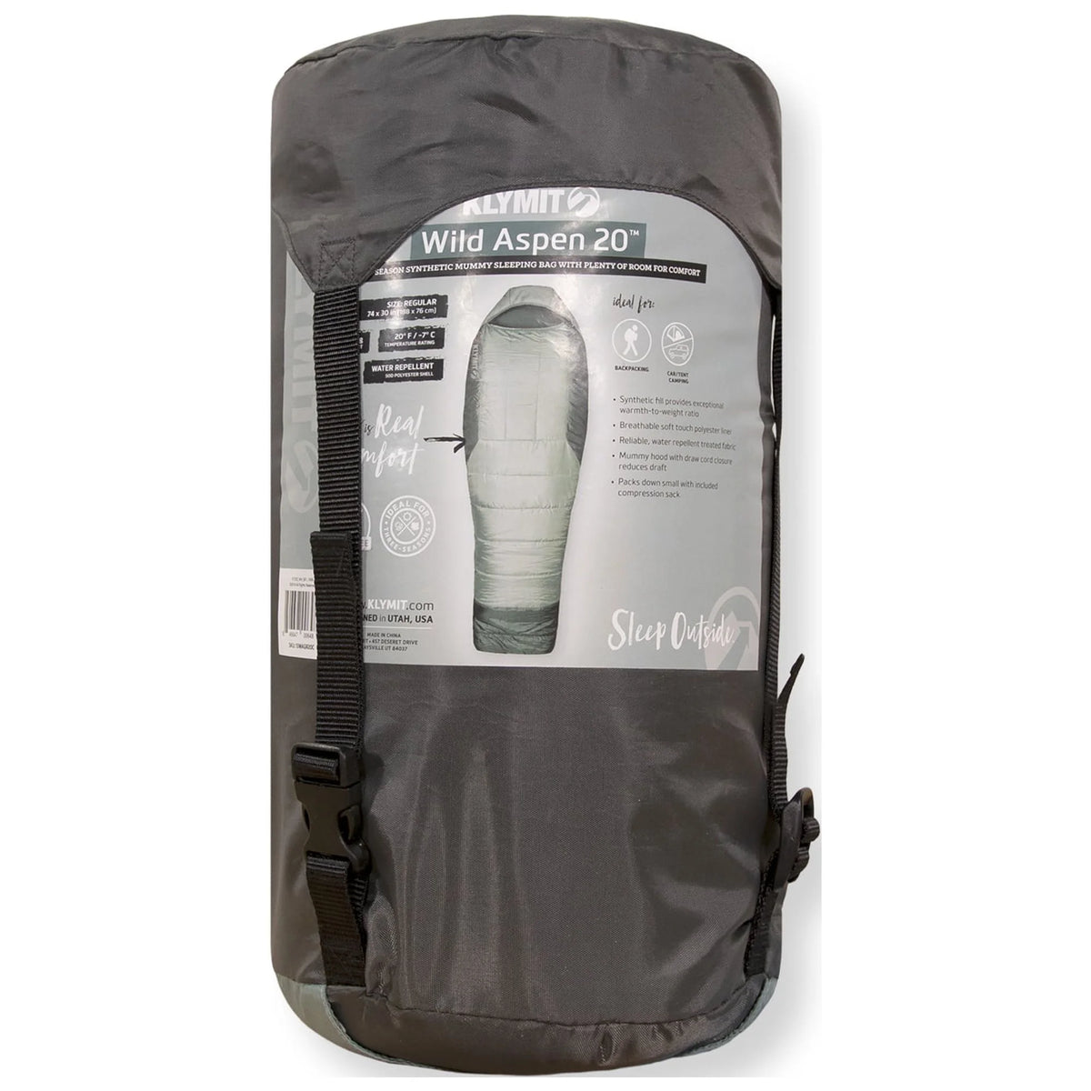 Klymit Wild Aspen 20 Degree Cold Weather Mummy Sleeping Bag (Regular), Green