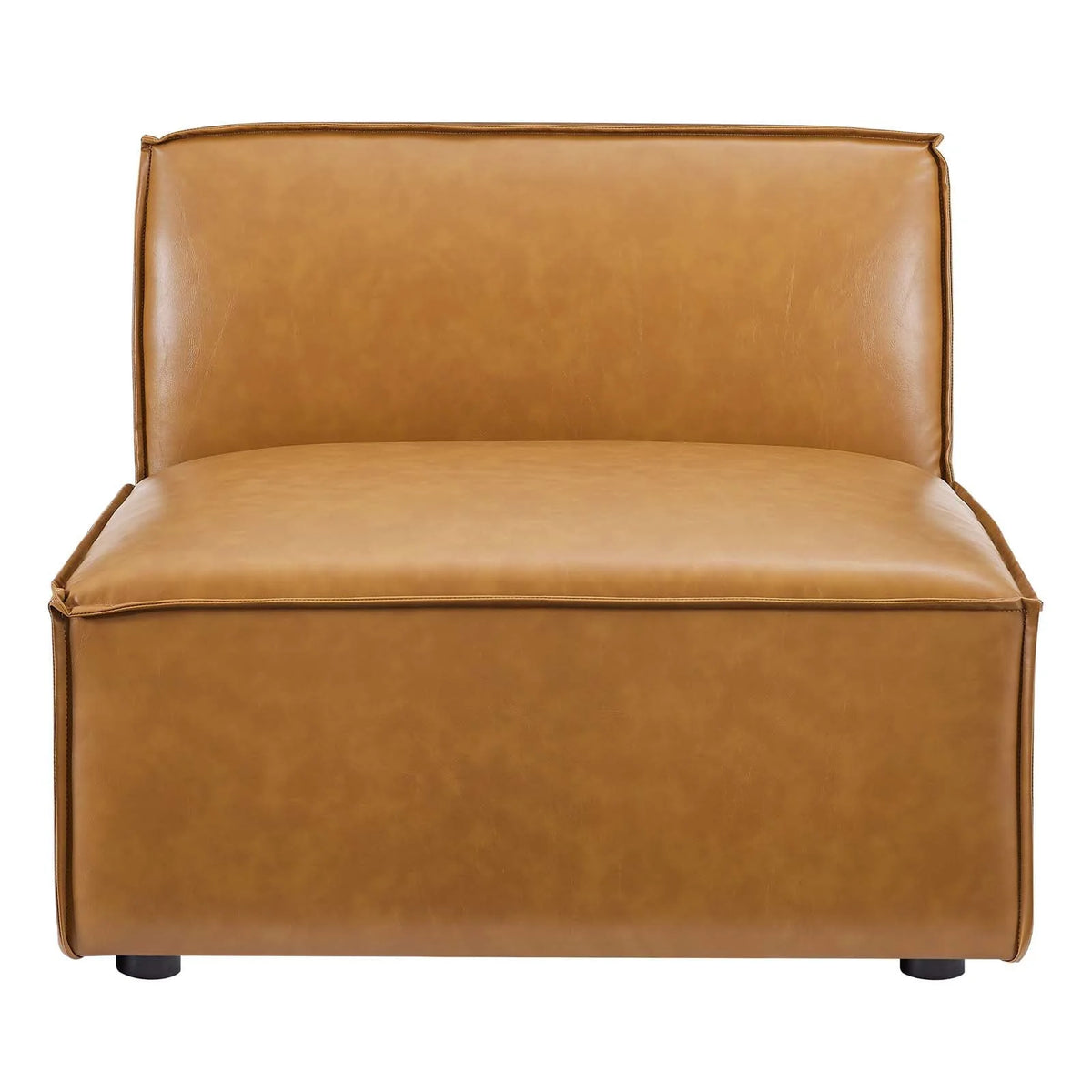 Modway Restore 5-Piece Vegan Leather Sectional Sofa in Tan