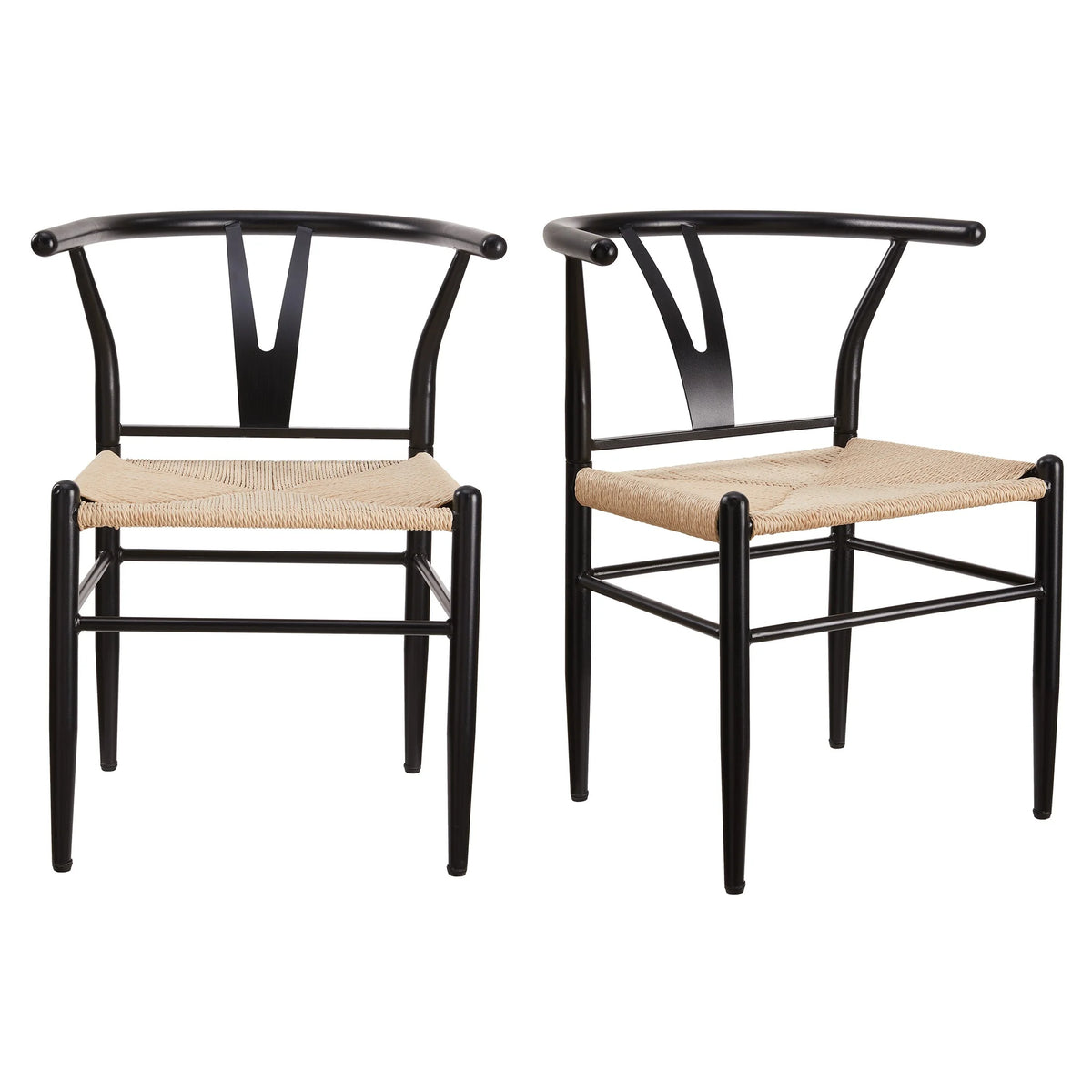 Better Homes & Gardens Springwood Wishbone Chair, Metal Base with Black Finish, 2 Pack