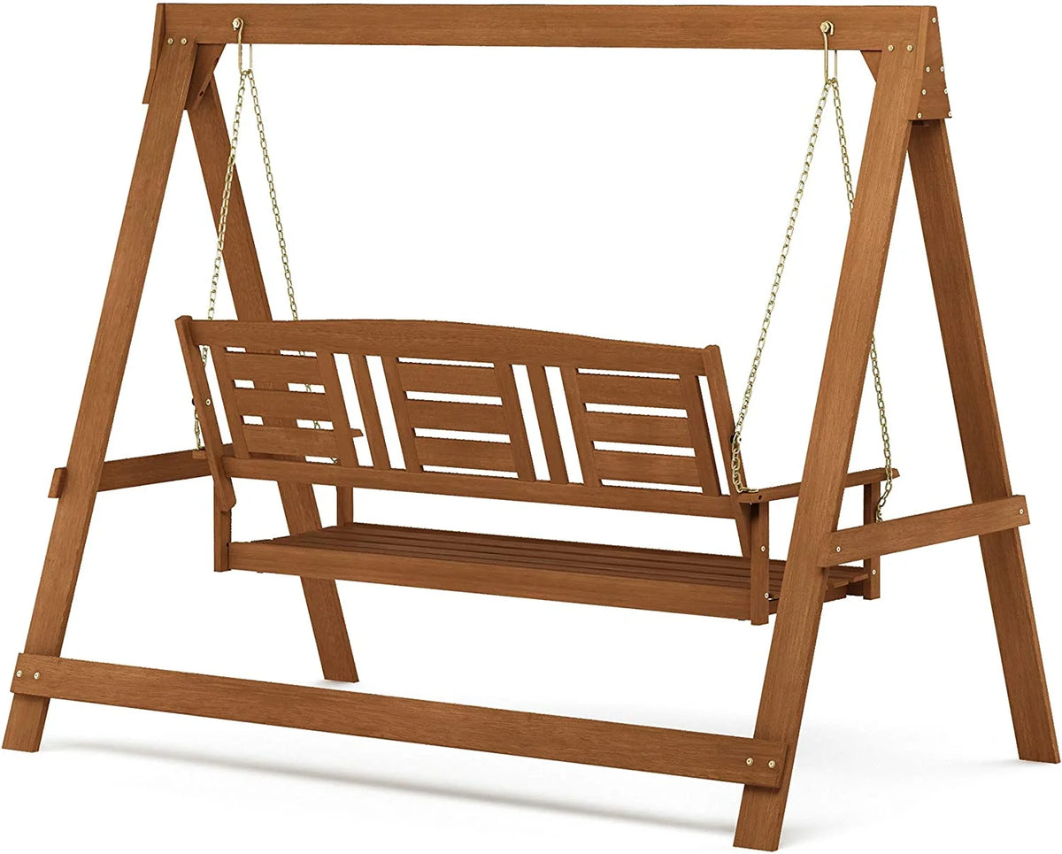 Furinno Tioman Hardwood 3 Seater Swing with Stand
