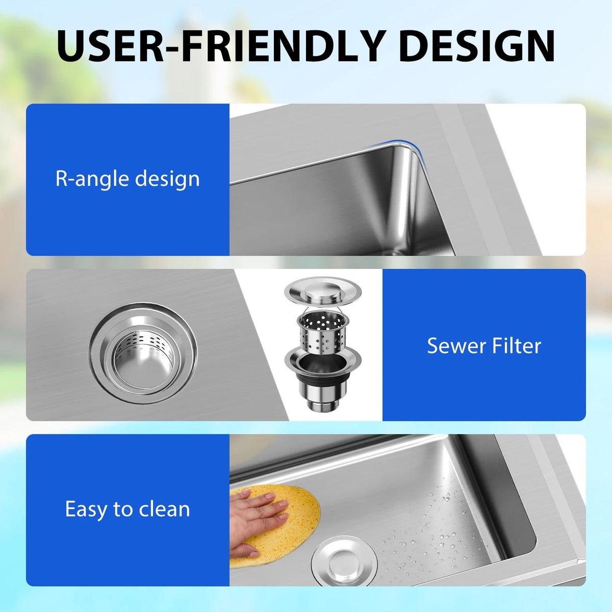 Maritcute 28"x20"x34" Stainless Steel Utility Sink with Hot/Cold Faucet, NSF Certified, for Home and Commercial Use