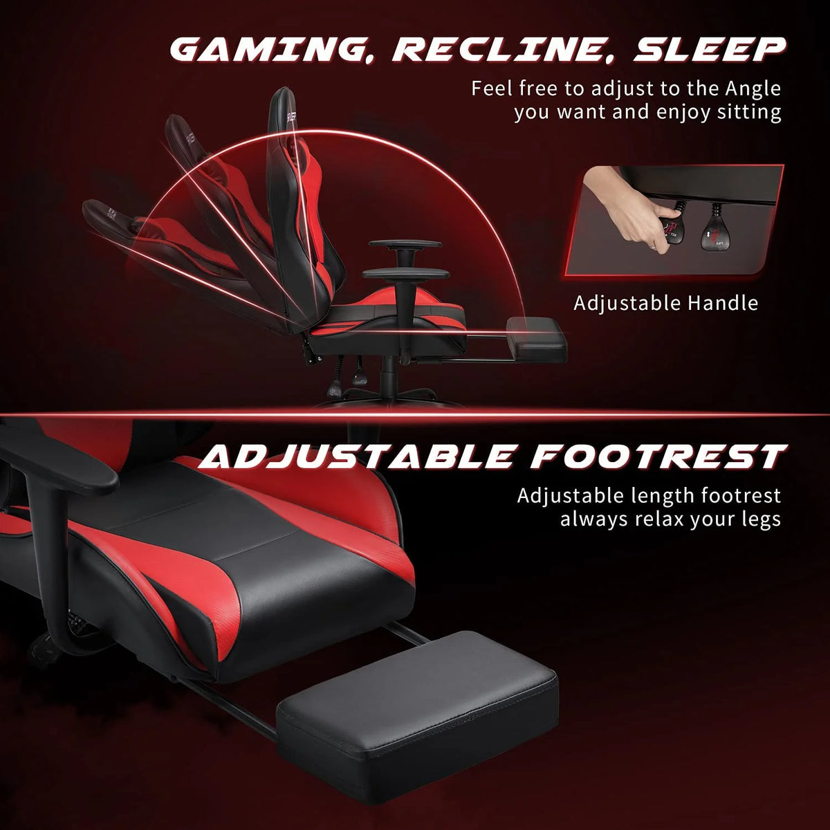 Lacoo High Back Gaming Chair Ergonomic Gaming Computer Chair,Black