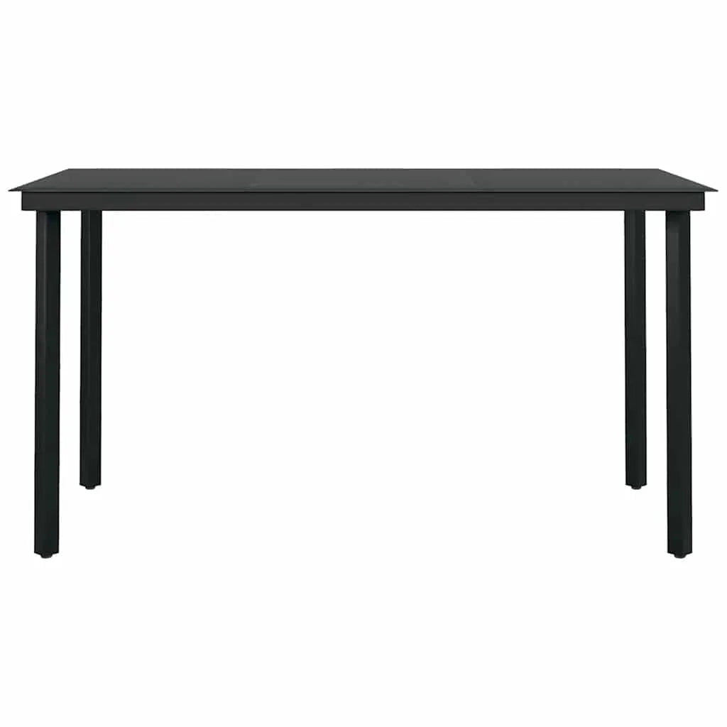 vidaXL 7 Piece Patio Dining Set with Cushions Black Poly Rattan Glass