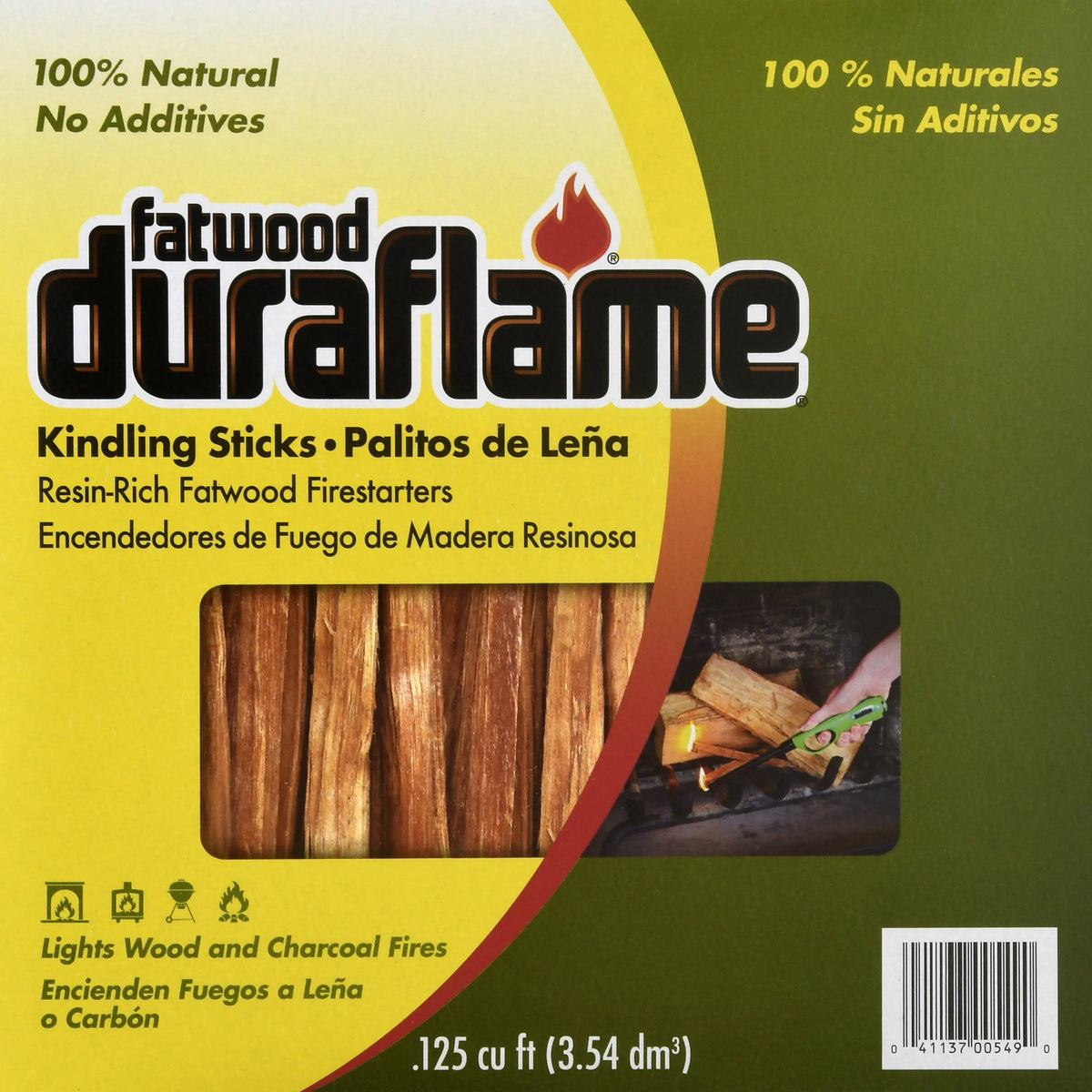 Duraflame Fatwood Fire Starters for Firewood or Charcoal, .125 Cu ft