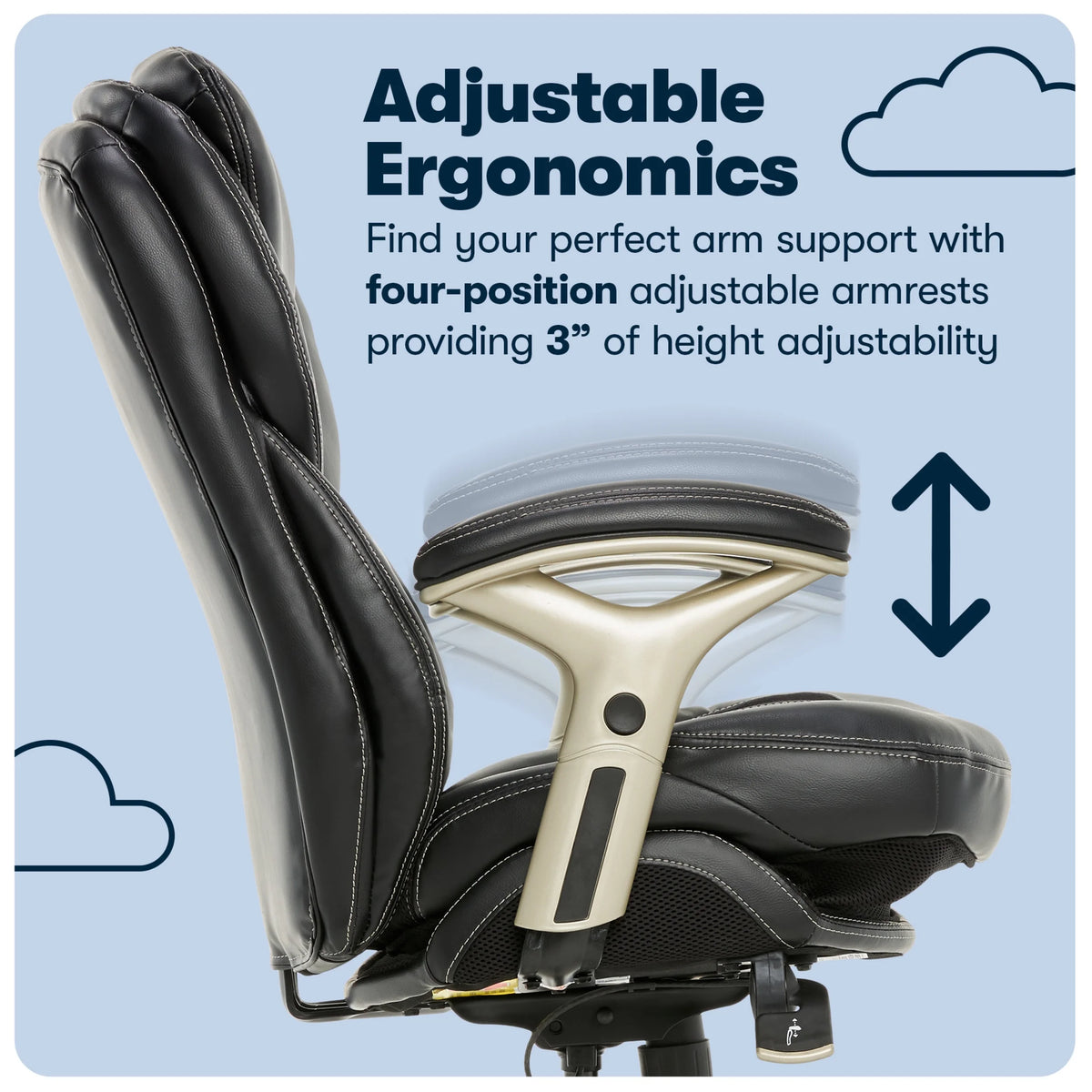 Serta Back in Motion Technology Fabric Executive Office Chair, Light Gray