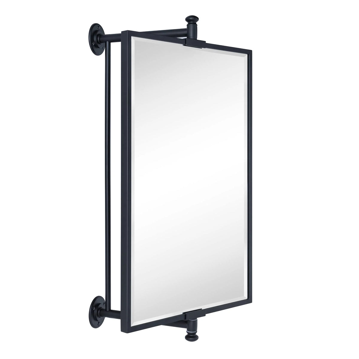 TEHOME Black Beveled Rectangle Pivot-N-View Bathroom Vanity Mirror 14x22"
