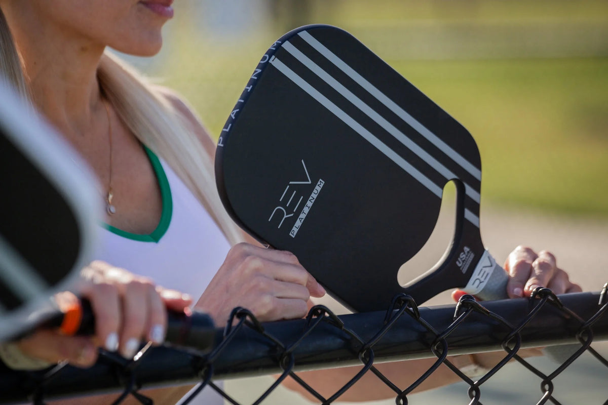 REV Platinum Edgeless Pickleball Paddle, Carbon Fiber Face, Polypropylene Honeycomb Core, 8oz, Black