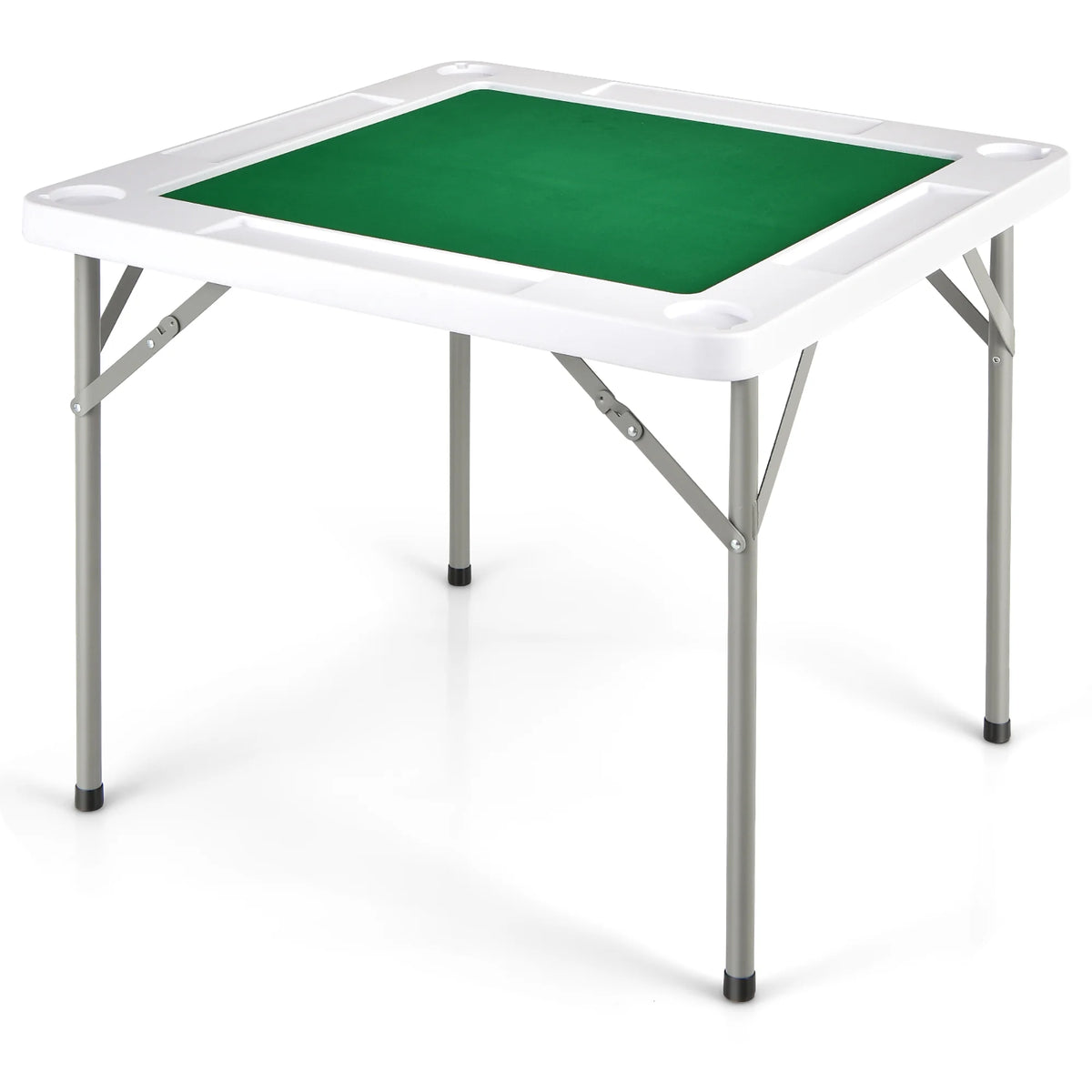 Goplus 35'' 4-Player Mahjong Card Game Portable Folding Table w/Cup & Coin Holder
