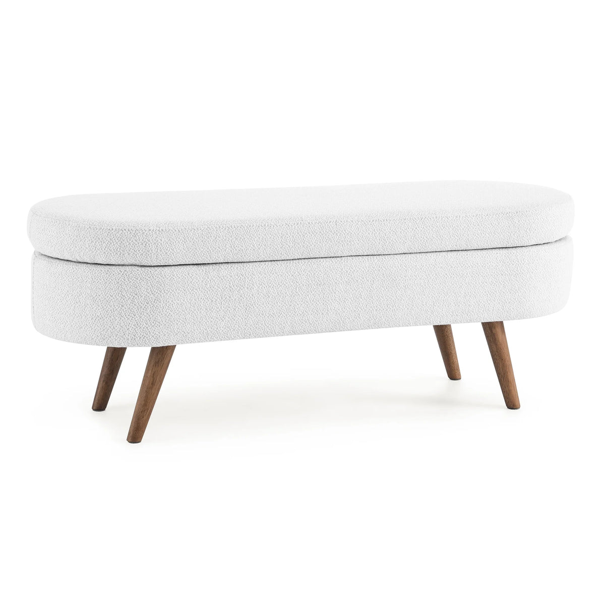 Furniliving Modern Upholstered Button Tufted Storage Ottoman Entryway Bench, Ivory