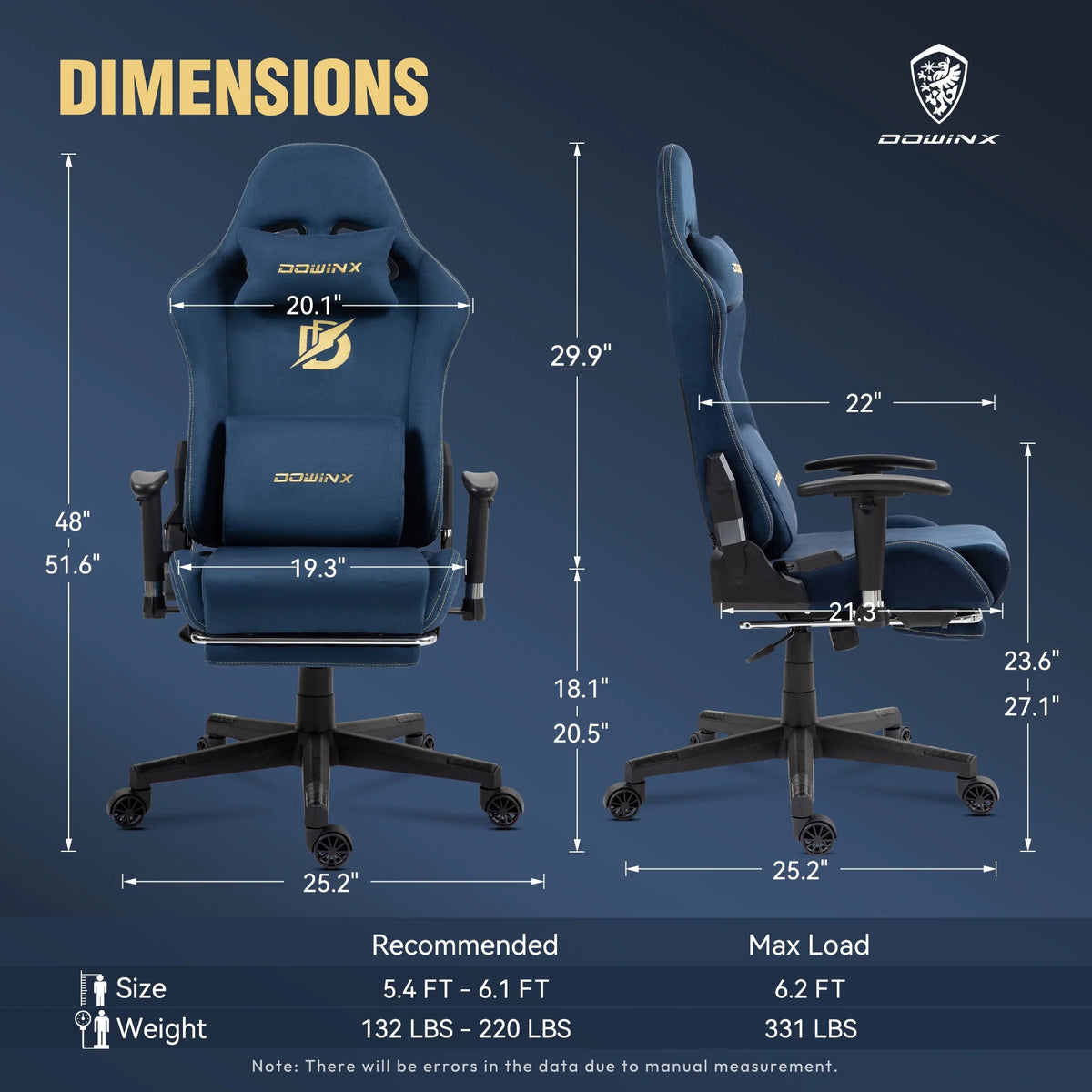 Dowinx Computer Gaming Chair with Pocket Spring Cushion and 4D Armrests for Office,Breathable Fabric High Back Ergonomic Task Chair with Footrest , Massage Lumbar Support Black