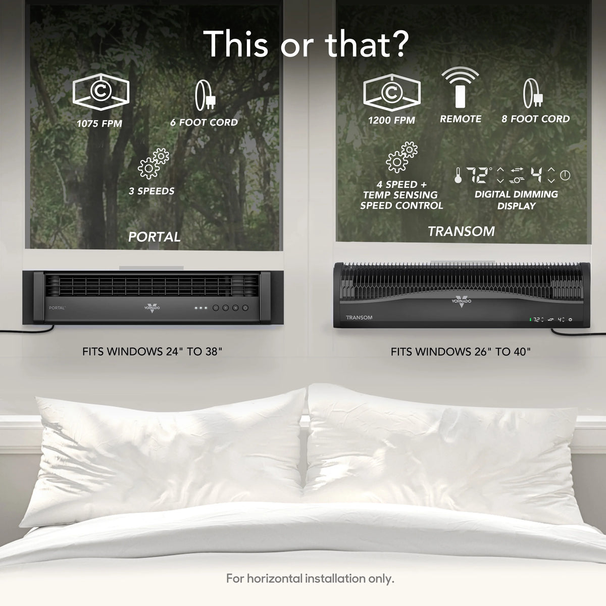 Vornado Portal? Window Fan with 3 Speeds, Reversible Exhaust Mode, Weather Resistant, for Kitchen, Bedroom, Home