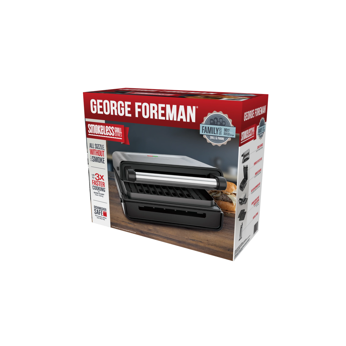 Foreman Contact Smokeless - Ready Grill, Family Size (4-6 Servings), GRS6090B-1