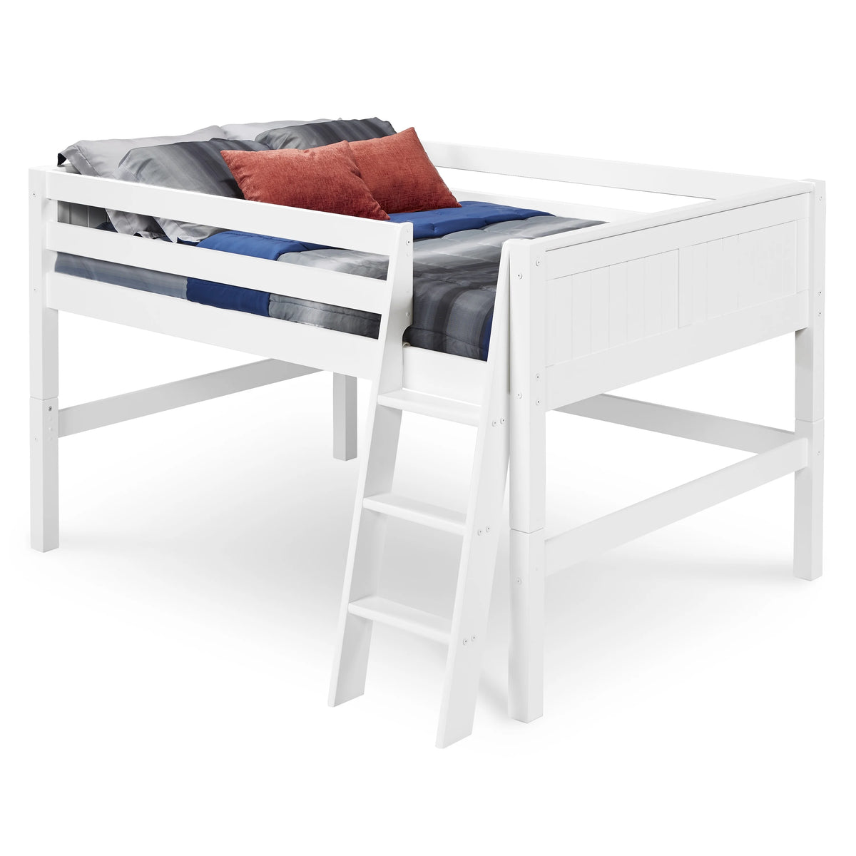Camaflexi Full Size Low Loft Bed - Panel Headboard - Cappuccino Finish