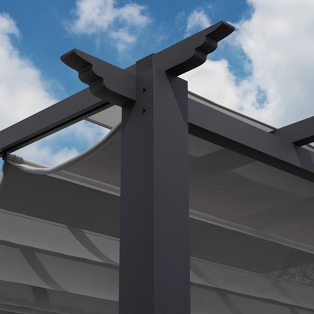 Paragon Outdoor 11'x11' Florence Aluminum Pergola in Grey with Adjustable Gray Canopy