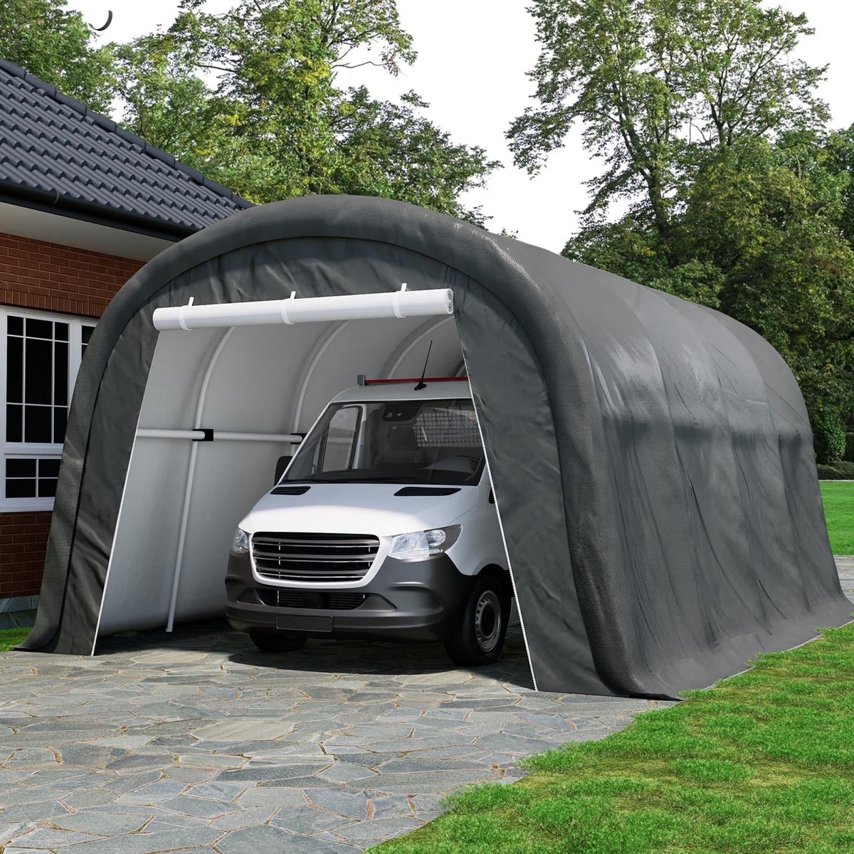 MOALCOFER 10'x20' Carport,Heavy Duty Car Canopy with Steel Frame,Portable Garage with Waterproof PE Roof