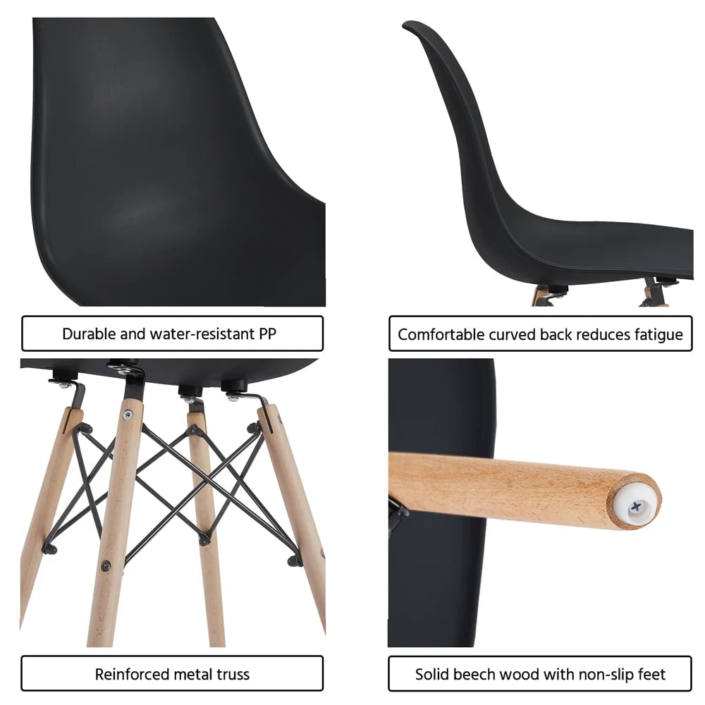 Topeakmart Set of 4 Modern Style Dining Chairs for Kitchen Dining Room, Black