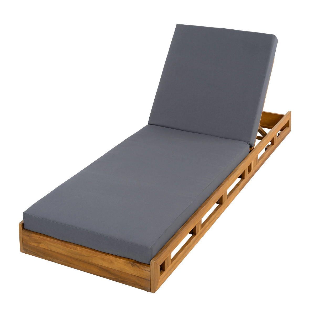 Patio Seating LOUNGE CHAISE SET, ACACIA WOOD WITH WATER-RESISTANT LOUNGE CUSHIONS (CREAM & 4 INCH THICK) - MATCHING DARK GREY VERSION AVAILABLE,Outdoor Seating