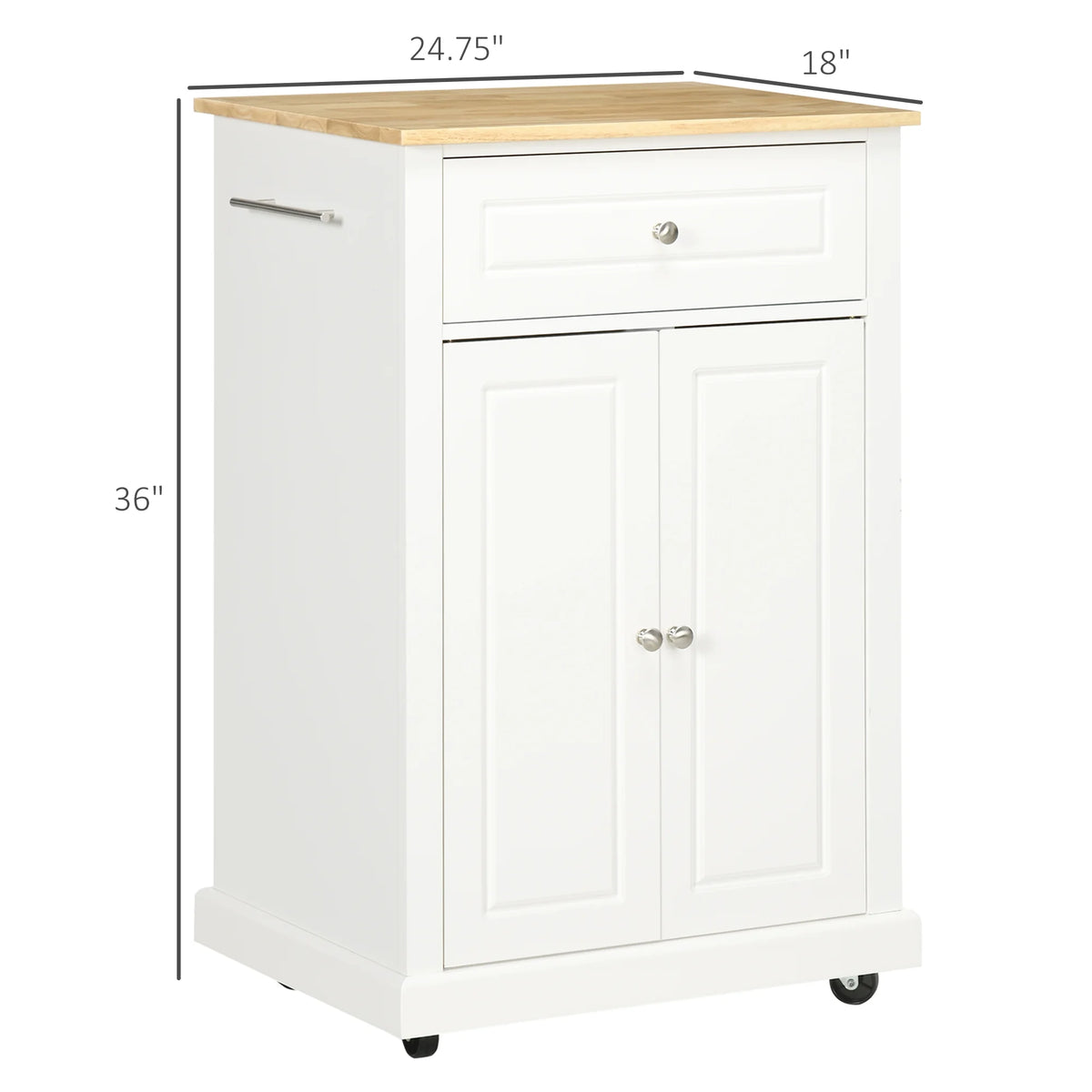 HOMCOM Rolling Kitchen Island Cart, Portable Serving Trolley Table with Drawer, Adjustable Shelf and 2 Towel Racks, Grey