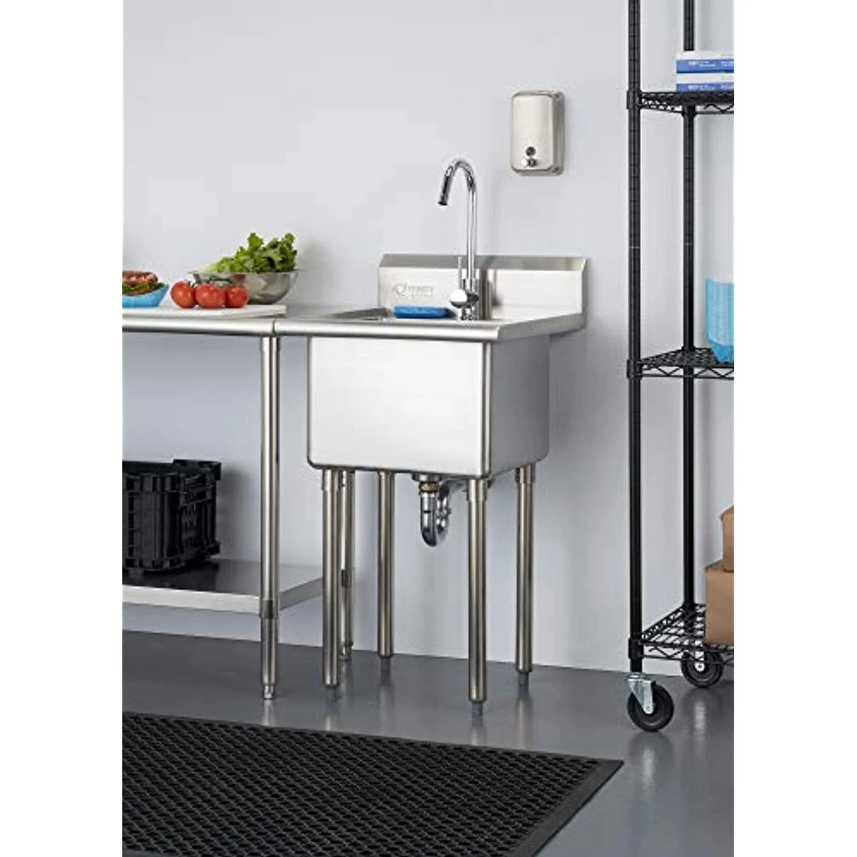 TRINITY Basics Stainless Steel Utility Sink w/ Faucet | NSF Certified