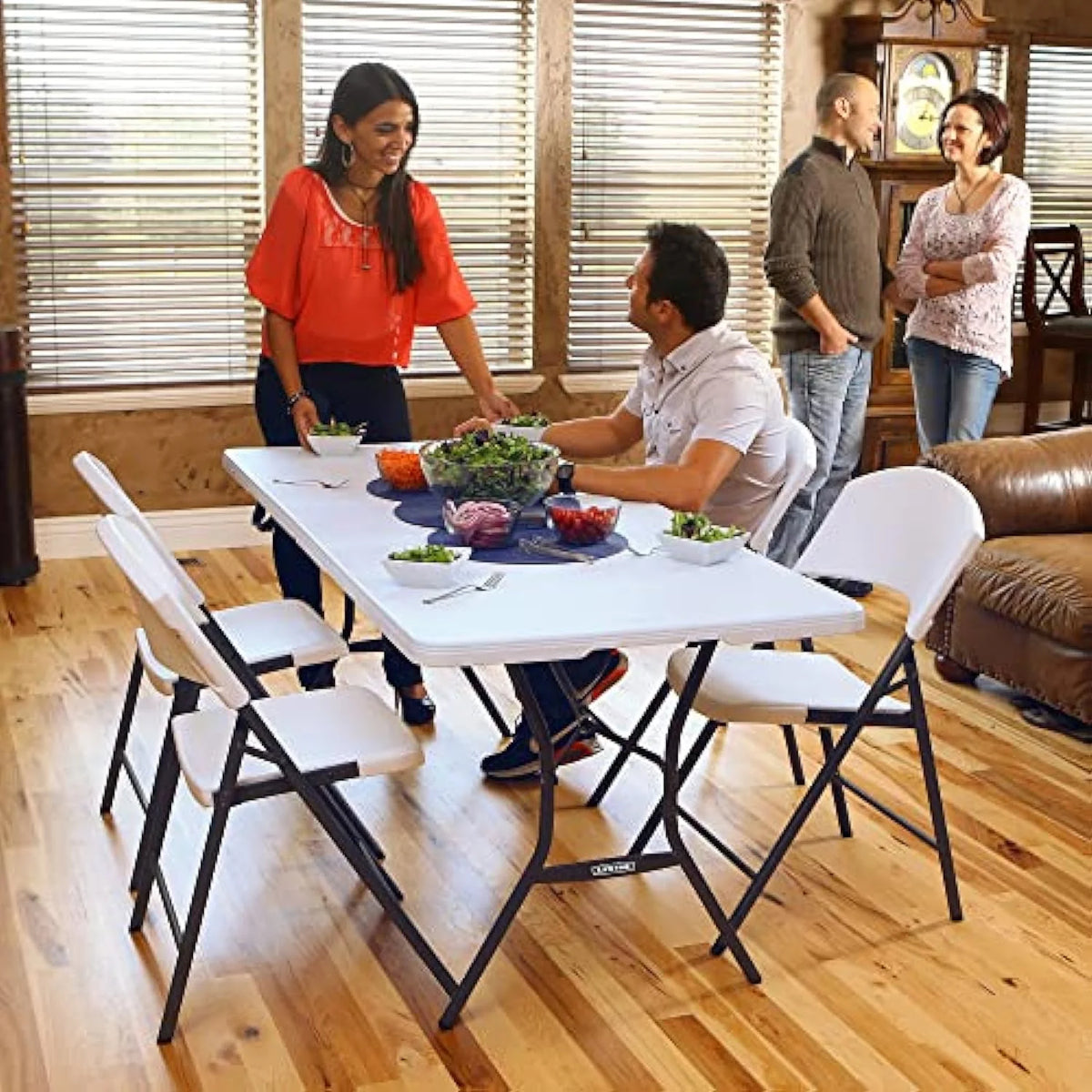 Lifetime Essential 6 Ft. x 30 In. White Granite Fold-In-Half Table 80333