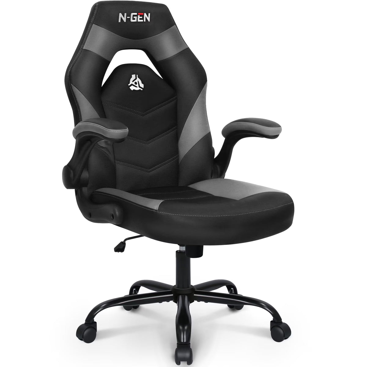 N-GEN Red Gaming Chair, Flip-up Armrest Computer Chair Ergonomic Office Chair PU Leather Desk Chair Executive Adjustable Swivel Task Chair