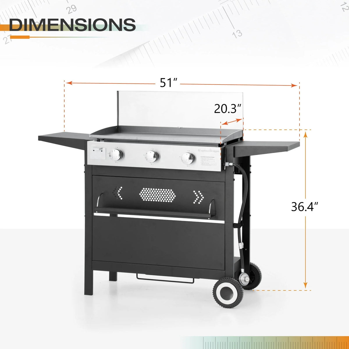 Sophia & William 3-Burners Gas Griddle Portable Flat Table Top BBQ Grill 33,000 BTU