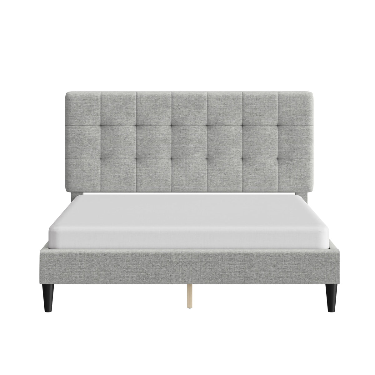Mainstays Hillside Square Tufted Upholstered Full Platform Bed, Ivory Fabric