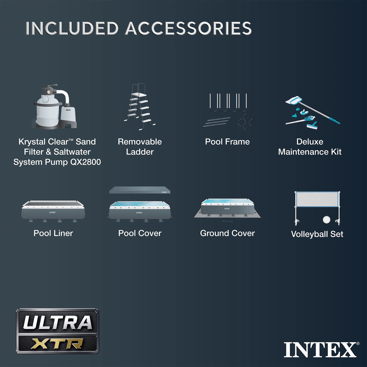 Open Box Intex 32 Ft x 16 Ft x 52 Inch Ultra XTR Rectangular Pool Set w/ Pump