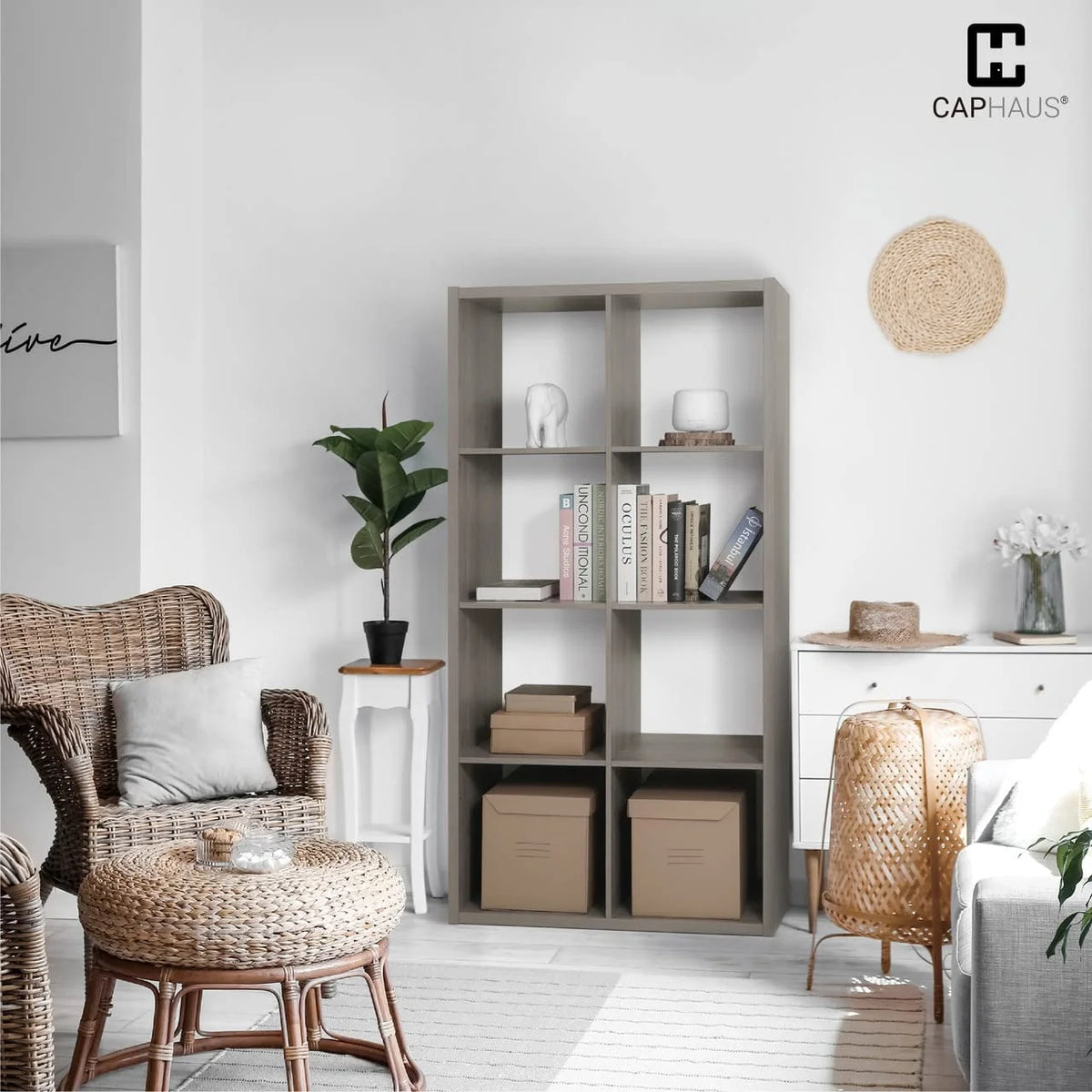 Sturdy Room 13-Inch Cube Storage Organizer Shelf, with Extra Thick Exterior Edge, Open Storage Shelf Divider, Bookcase, 6-Cube / 8-Cube / 9-Cube, Colors Available in Grey Oak and White
